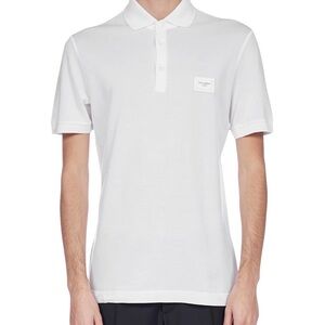 Dolce & Gabbana White Logo Plaque Polo Shirt — BNWT / Brand New — Size 52 (IT)
